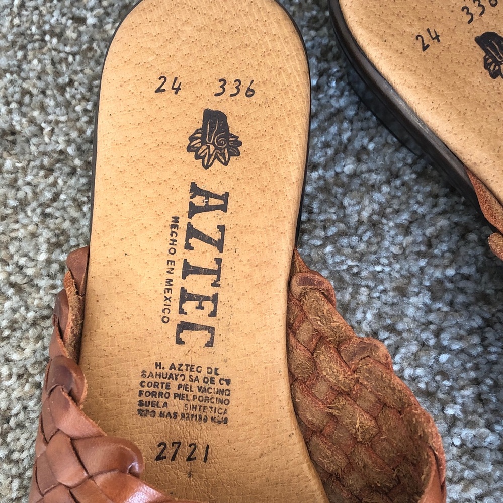 Aztec Braided Leather Slide Mules in Cognac - Picture 12 of 16